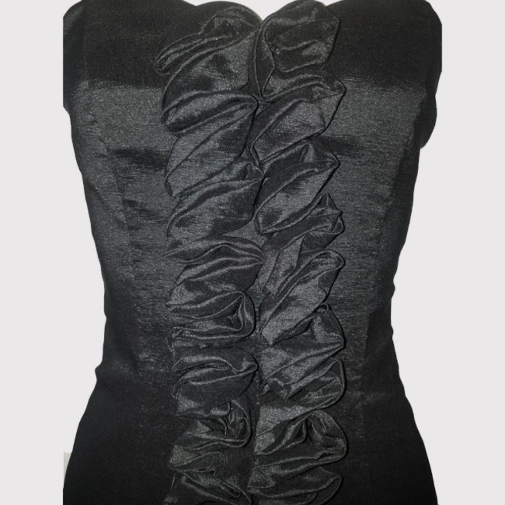 Vtg 80s Black Strapless Cocktail Party Dress 6 - Picture 3 of 9